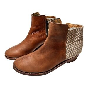 The Root Collective Espe Women's Handmade Ankle Boots Chestnut Leather Size 8